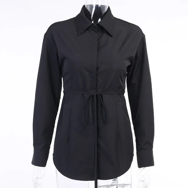 2021 Women's Long Sleeve Hollow Out Lace up Shirt Sizes S - L