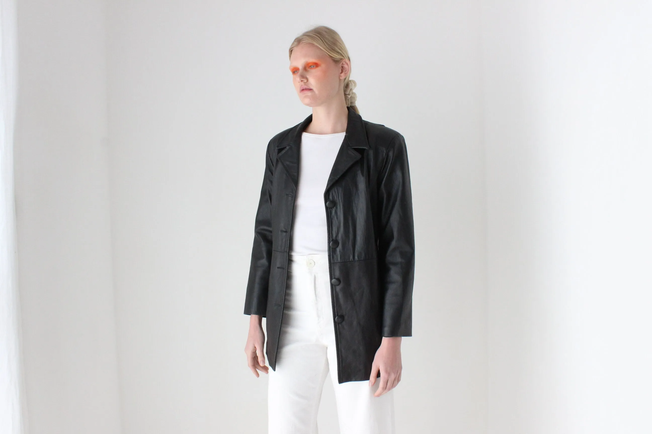 90s Australian Leather Classic Minimal Button Up Jacket