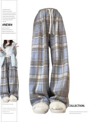 Aiertu Women Baggy Plaid Sweatpants Harajuku Jogger Streetwear Fashion Oversize High Waist Y2k Pants Vintage Wide Leg Trousers Clothes