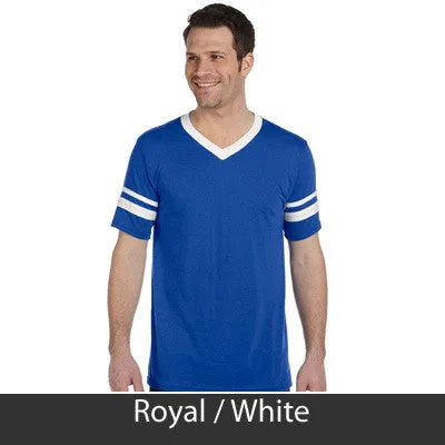 Alpha Chi Rho V-Neck Jersey with Striped Sleeves - 360 - TWILL