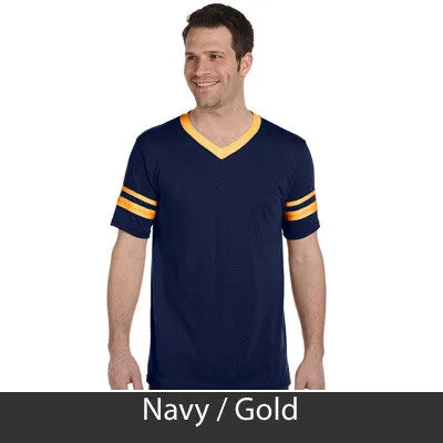Alpha Chi Rho V-Neck Jersey with Striped Sleeves - 360 - TWILL