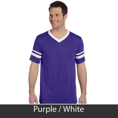 Alpha Chi Rho V-Neck Jersey with Striped Sleeves - 360 - TWILL