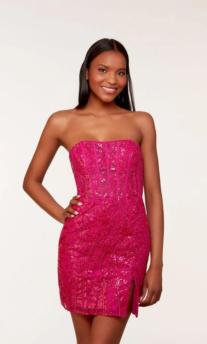 Alyce Paris Strapless Sequin Corset HoCo Dress 4616