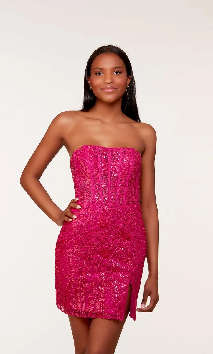 Alyce Paris Strapless Sequin Corset HoCo Dress 4616