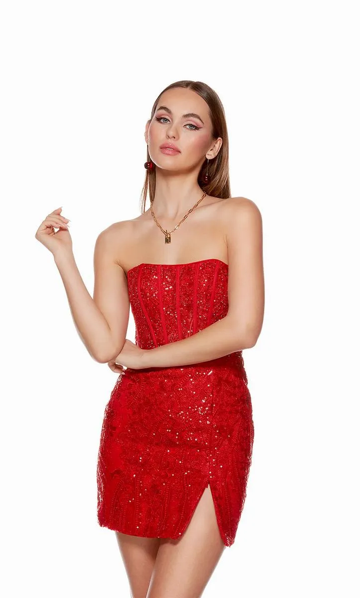 Alyce Paris Strapless Sequin Corset HoCo Dress 4616