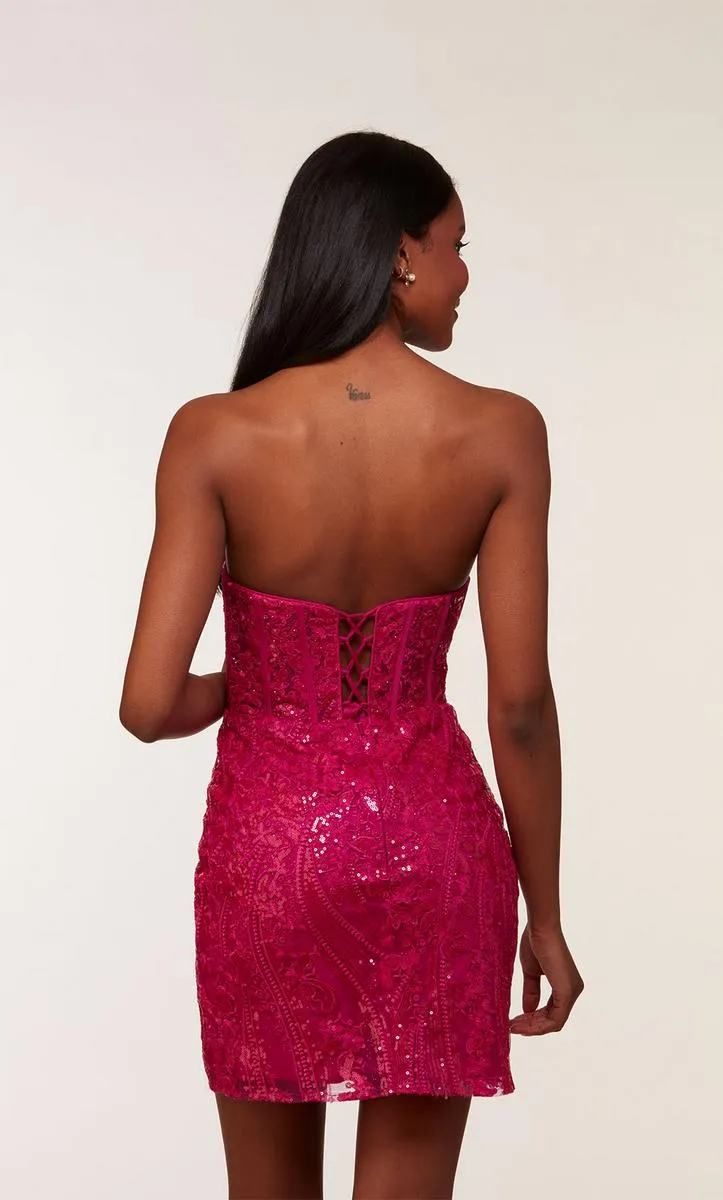 Alyce Paris Strapless Sequin Corset HoCo Dress 4616