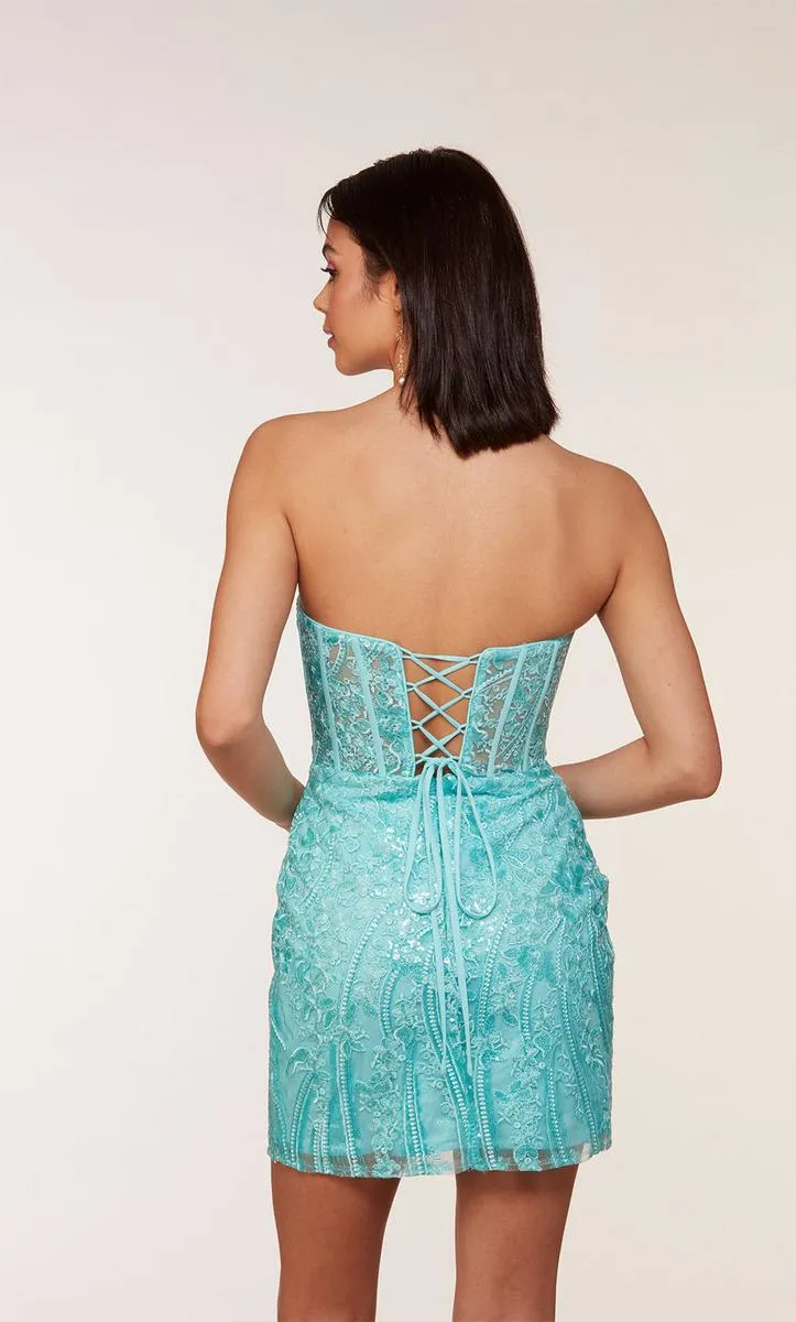 Alyce Paris Strapless Sequin Corset HoCo Dress 4616