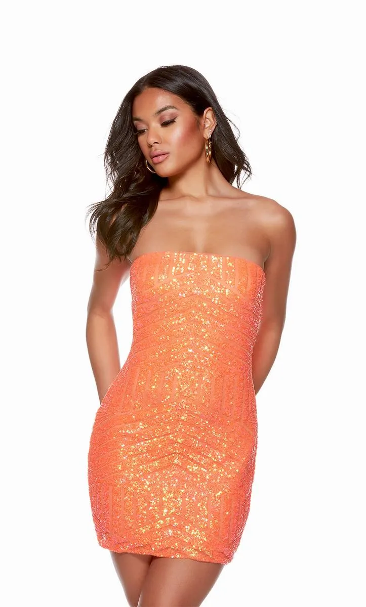 Alyce Paris Strapless Sequin Homecoming Dress 4631