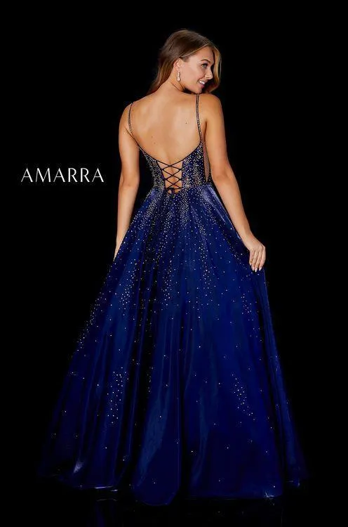 Amarra 87292 Size 2 Purple Shimmer Satin A Line Corset Prom Dress Formal Gown