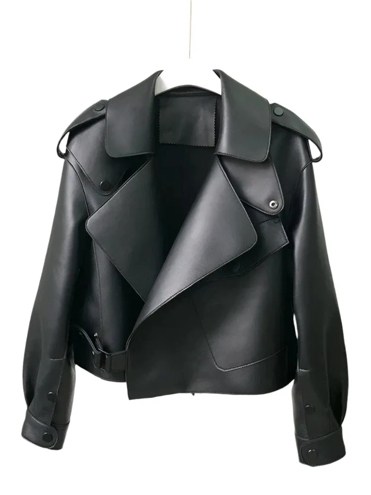 Autumn, Spring, Winter Women PU Leather Jacket Casual Lady Windproof Motorcycle Leather Coat