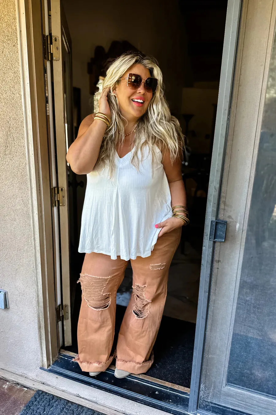 Blakeley Wide Leg Jeans (Camel)