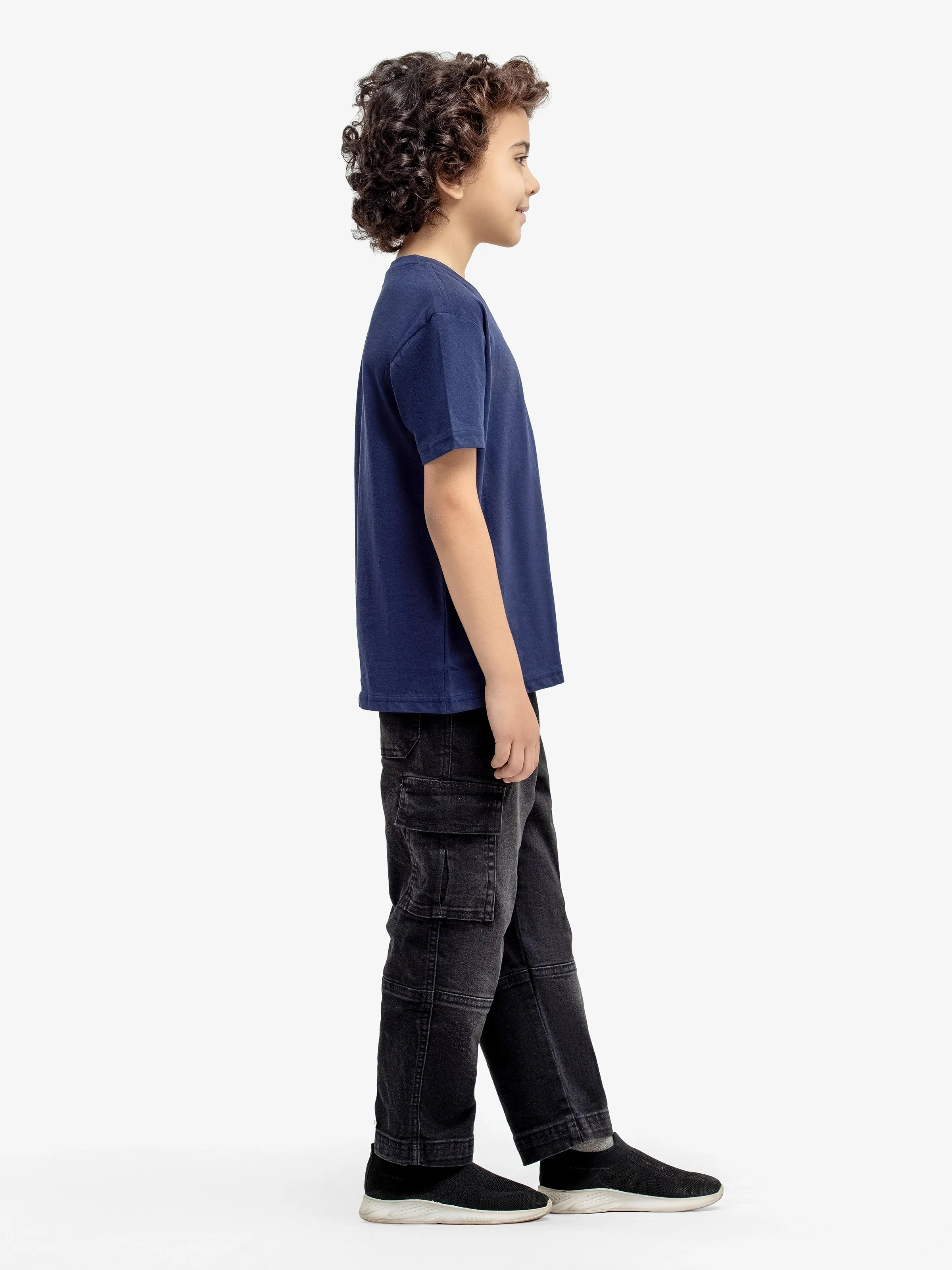Boy's Navy Blue Basic Tee - EBTBT19-033