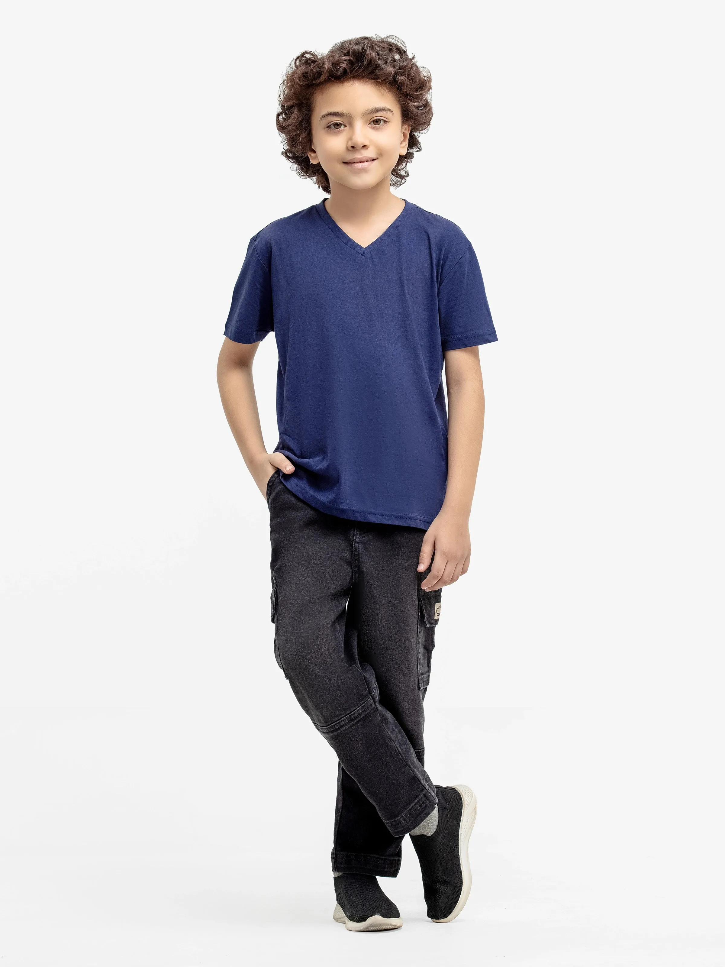 Boy's Navy Blue Basic Tee - EBTBT19-033