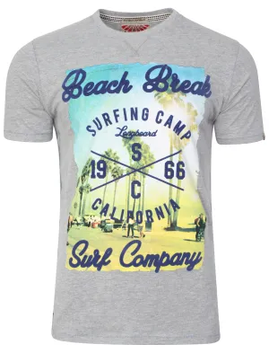 Cali Surf Motif T-Shirt in Grey Marl - Tokyo Laundry