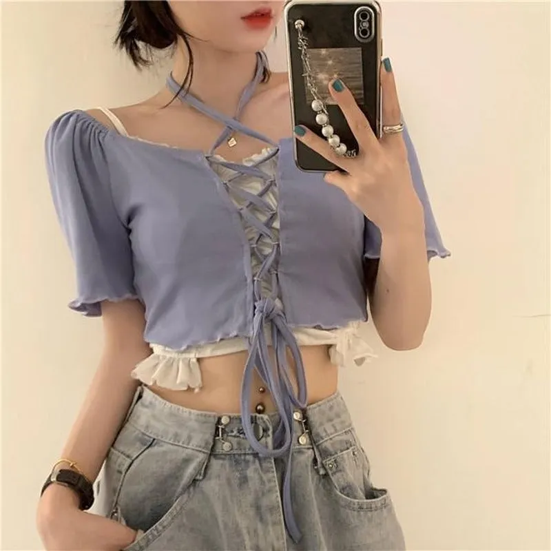 Casual Short Sleeve Ruffles Top