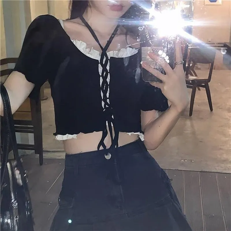 Casual Short Sleeve Ruffles Top