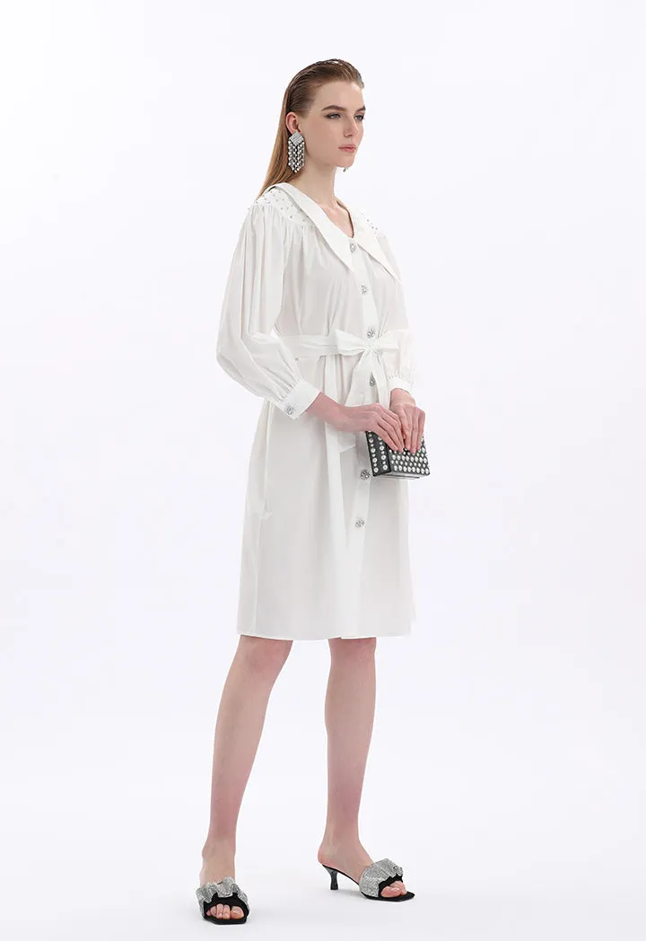 Choice Midi Dress With Crystal Details Off White