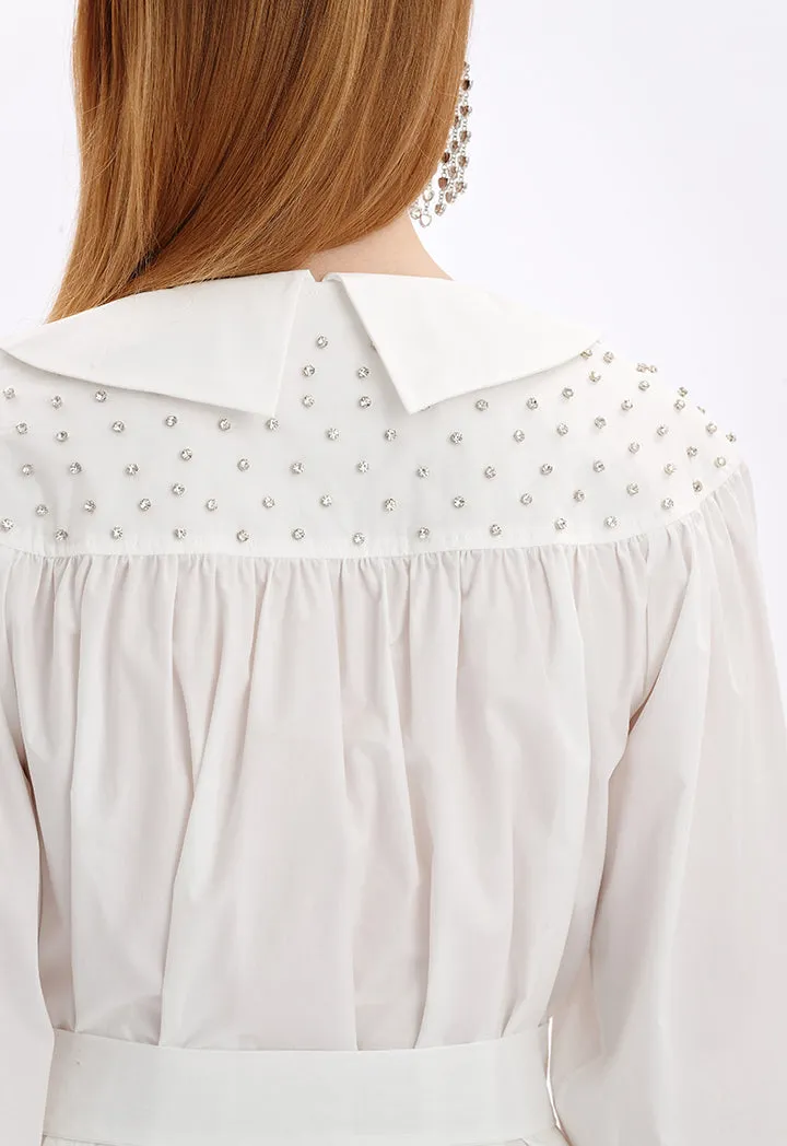 Choice Midi Dress With Crystal Details Off White