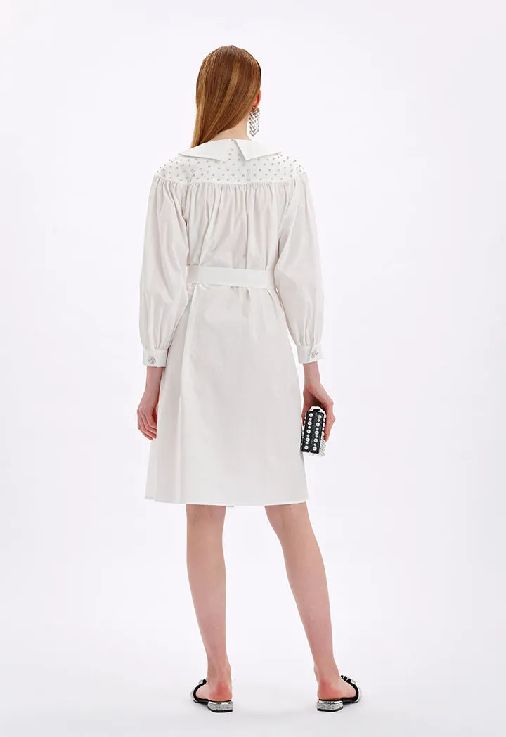 Choice Midi Dress With Crystal Details Off White