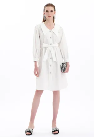Choice Midi Dress With Crystal Details Off White