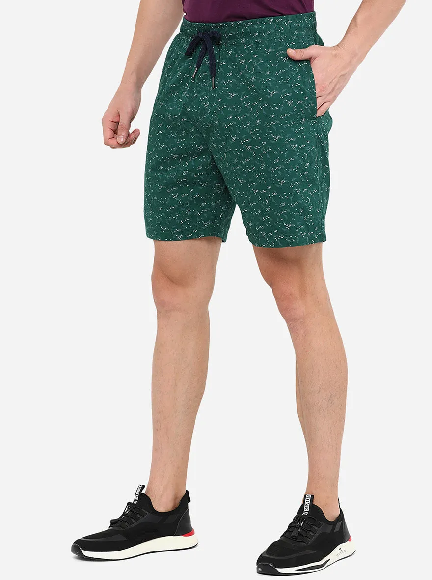Dark Green Printed Regular Fit Boxer Shorts | JadeBlue