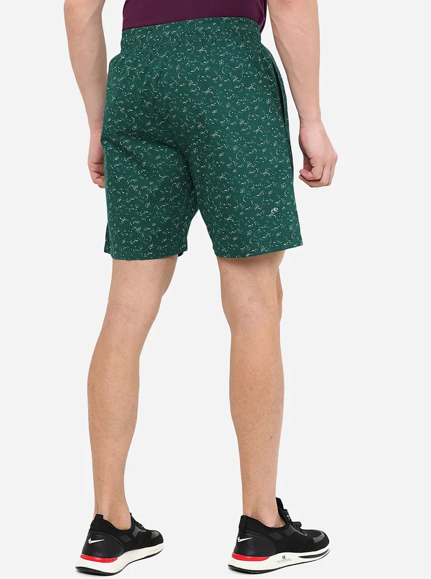 Dark Green Printed Regular Fit Boxer Shorts | JadeBlue