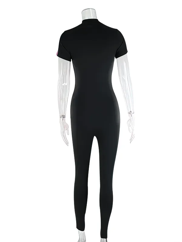 Elastic Sports Women's Jumpsuits with Short Sleeves - SF1585