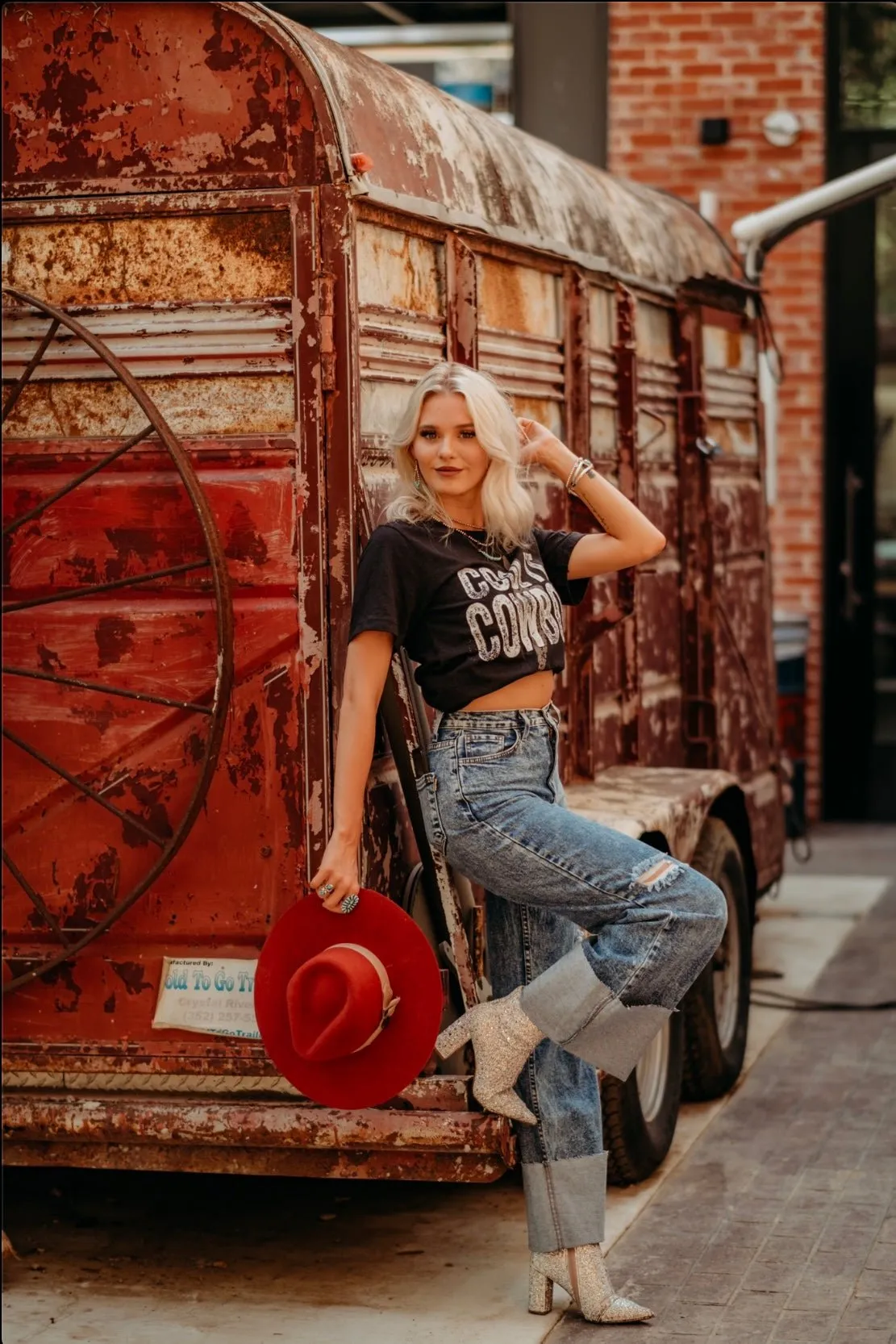 High Waisted Folded Hem Jeans