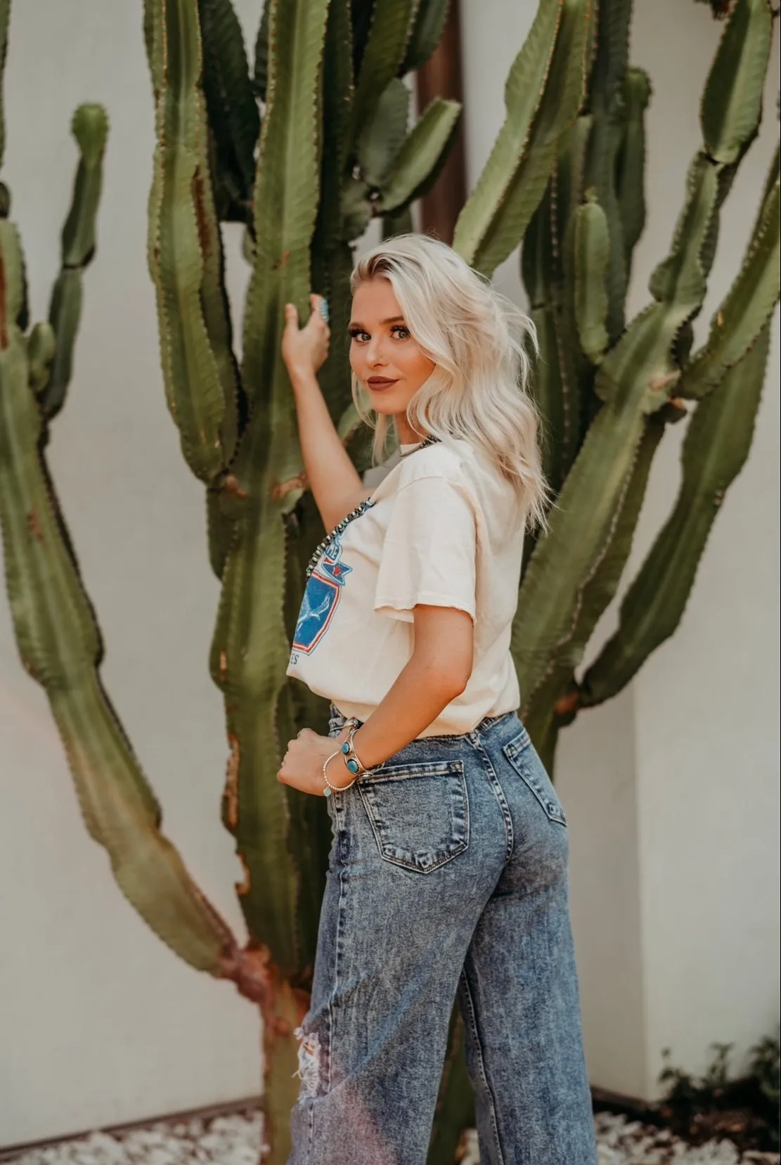 High Waisted Folded Hem Jeans