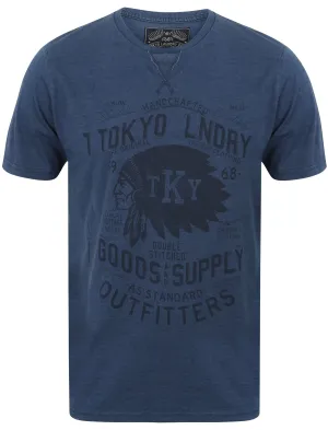 Indigo Sioux Motif Print T-Shirt In Light Indigo - Tokyo Laundry