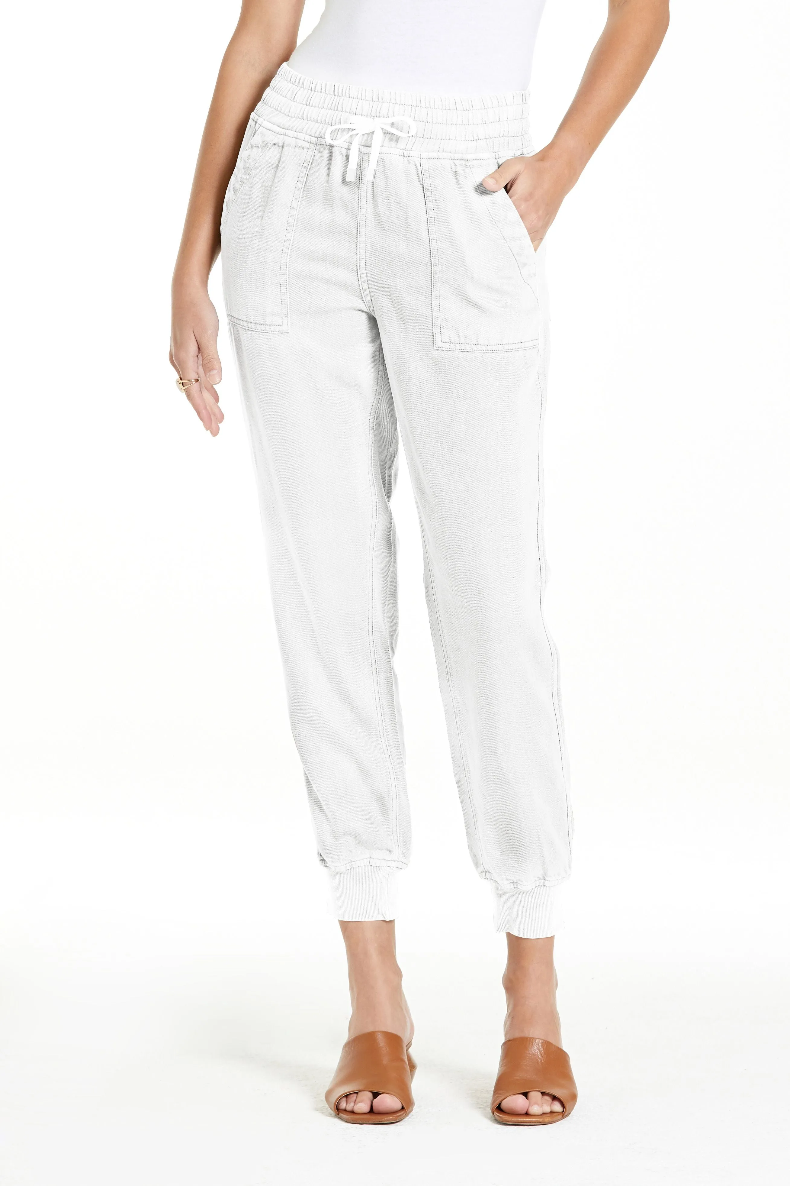 JACEY SUPER HIGH RISE CROPPED JOGGER PANTS WHITE