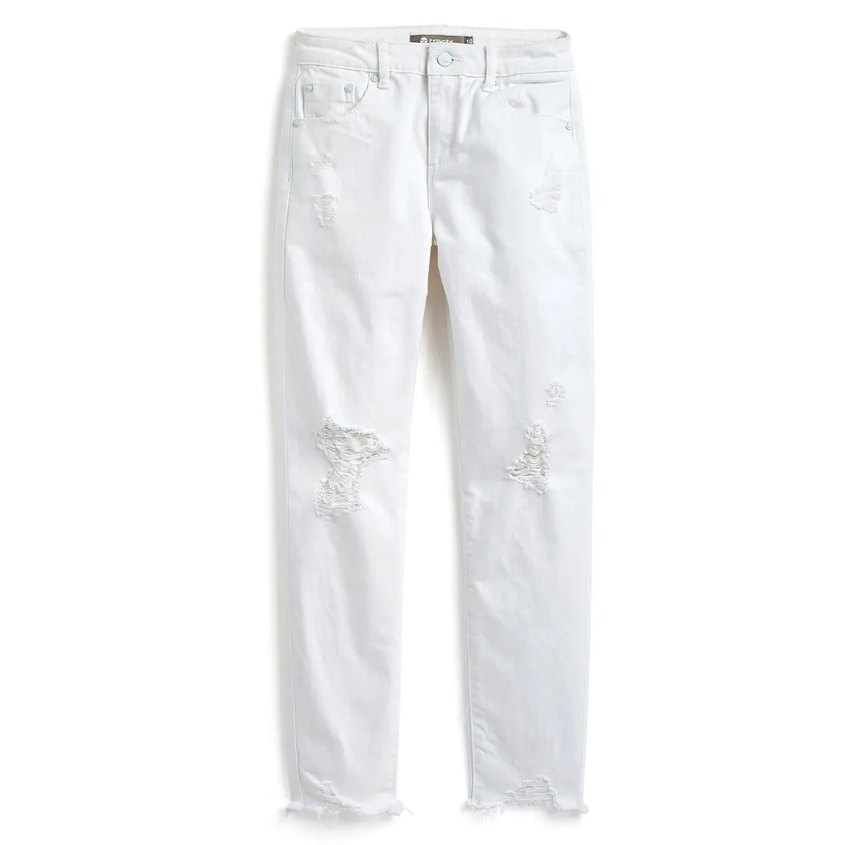 JBD Destressed White Ankle Skinny Boyfriend Jeans
