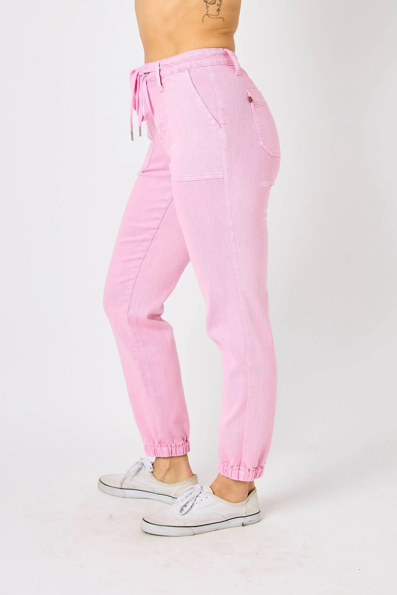 Judy Blue High Waist Garment Dyed Pink Jogger Denim 88814
