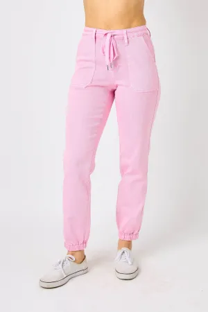 Judy Blue High Waist Garment Dyed Pink Jogger Denim 88814