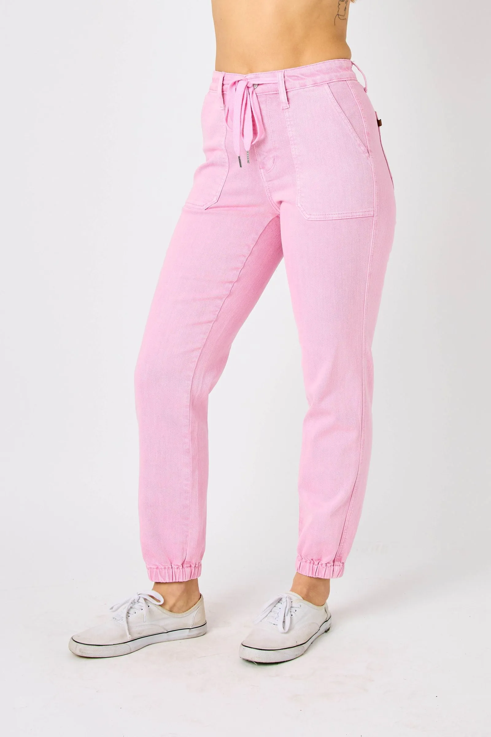 Judy Blue High Waist Garment Dyed Pink Jogger Denim 88814