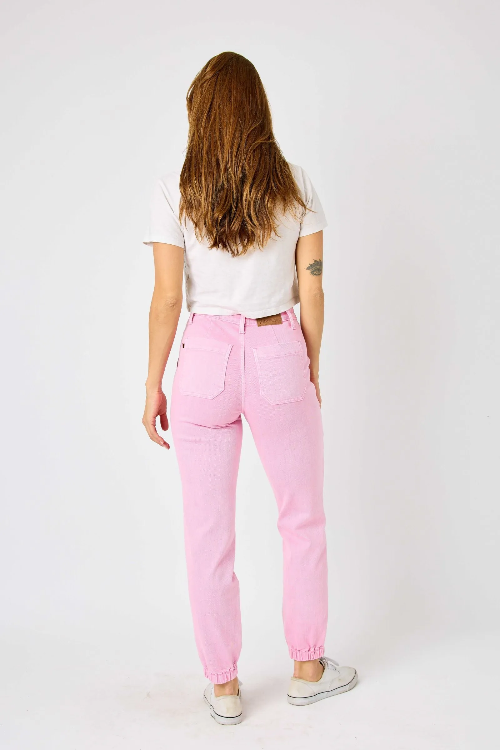 Judy Blue High Waist Garment Dyed Pink Jogger Denim 88814