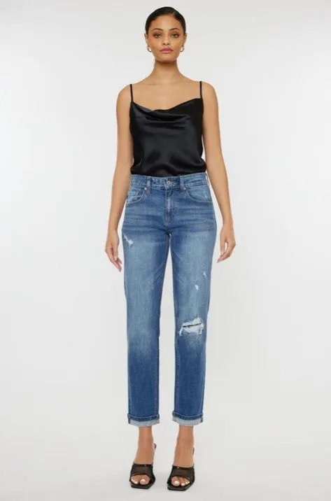 KanCan Mid Rise Boyfriend Jean