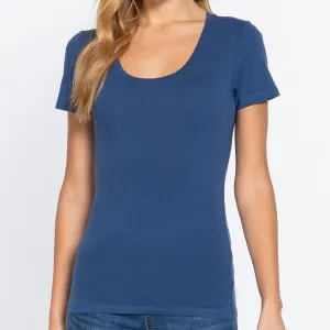 Keeping it Basic Cotton Tee in Blue PLUS