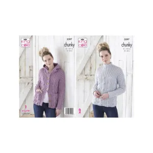 King Cole Ladies Chunky Hoodie and Sweater Knitting Pattern 5397