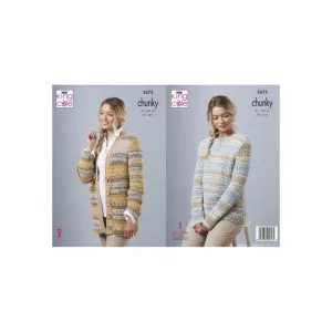 King Cole Sweater and Cardigan Chunky Knitting Pattern 5673