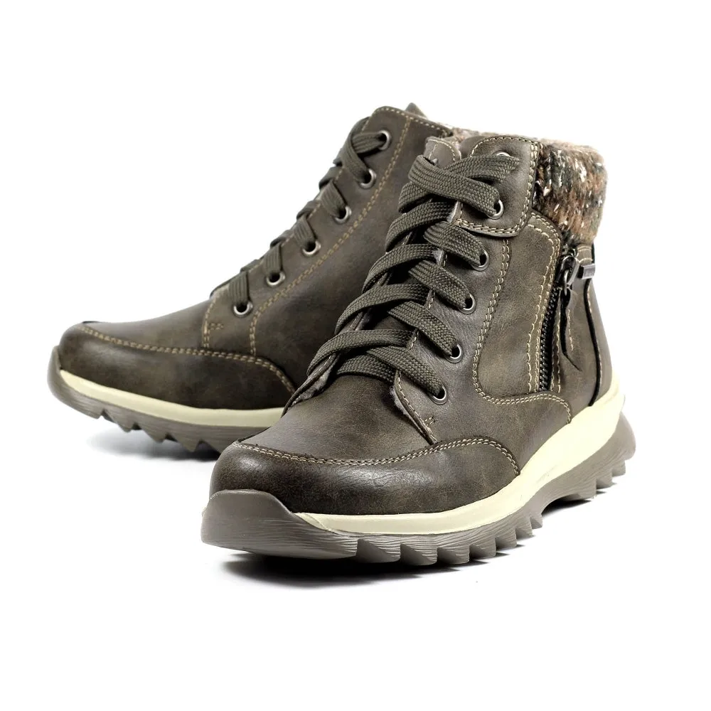 Lunar GLB115 Buttermere Taupe Womens Casual Comfort Waterproof Zip/Lace Up Ankle Boots