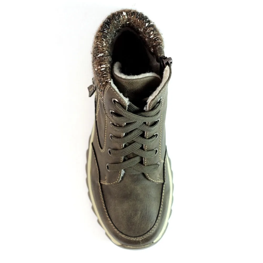 Lunar GLB115 Buttermere Taupe Womens Casual Comfort Waterproof Zip/Lace Up Ankle Boots