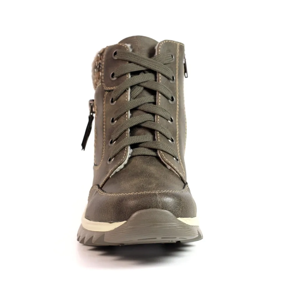 Lunar GLB115 Buttermere Taupe Womens Casual Comfort Waterproof Zip/Lace Up Ankle Boots