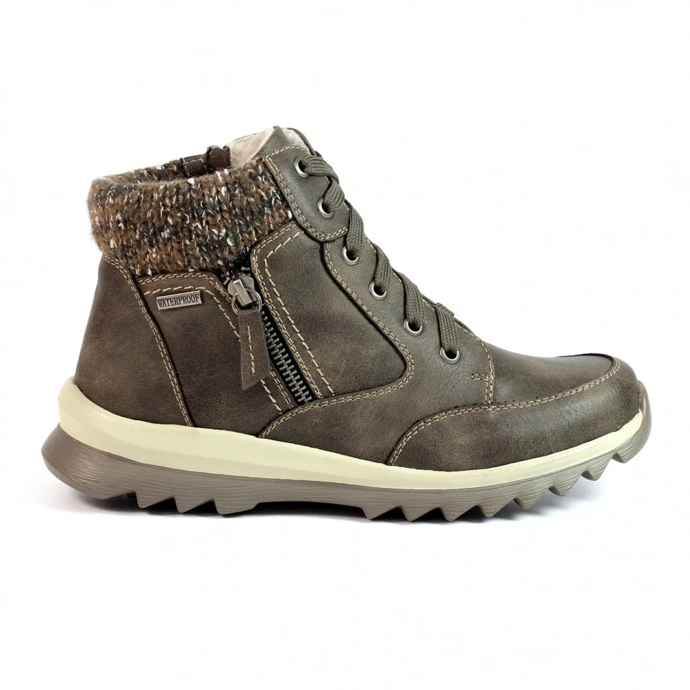 Lunar GLB115 Buttermere Taupe Womens Casual Comfort Waterproof Zip/Lace Up Ankle Boots