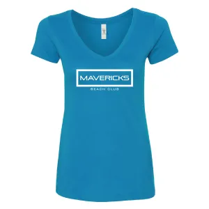 Mavericks Teal Women's V-Neck Tee