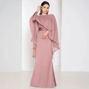 Mermaid Satin Chiffon Wrap Mother Of The Bride Dress