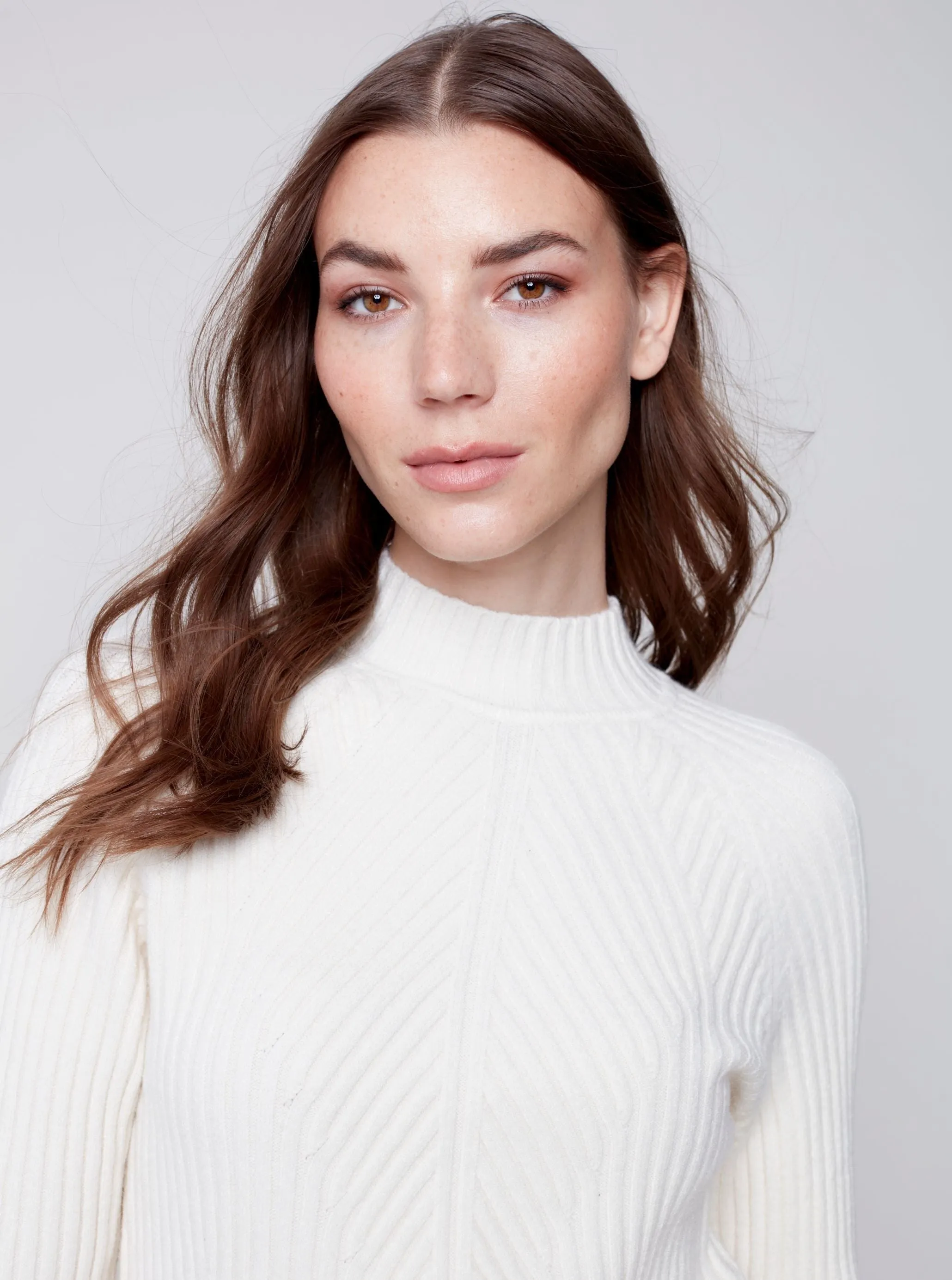 Mock Crew Neck Chest Sweater [Ecru-C2553]