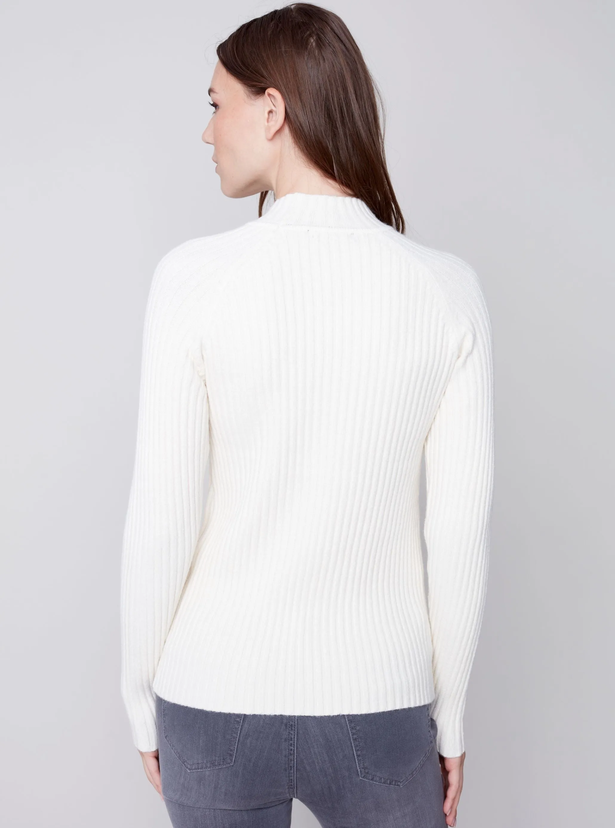 Mock Crew Neck Chest Sweater [Ecru-C2553]