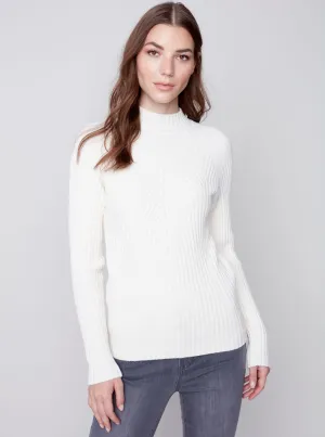 Mock Crew Neck Chest Sweater [Ecru-C2553]