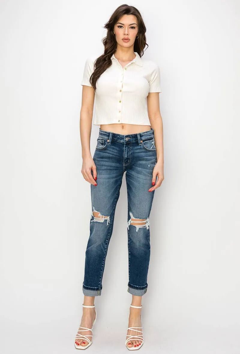 Natalia Mid Rise Boyfriend Jeans | Plus